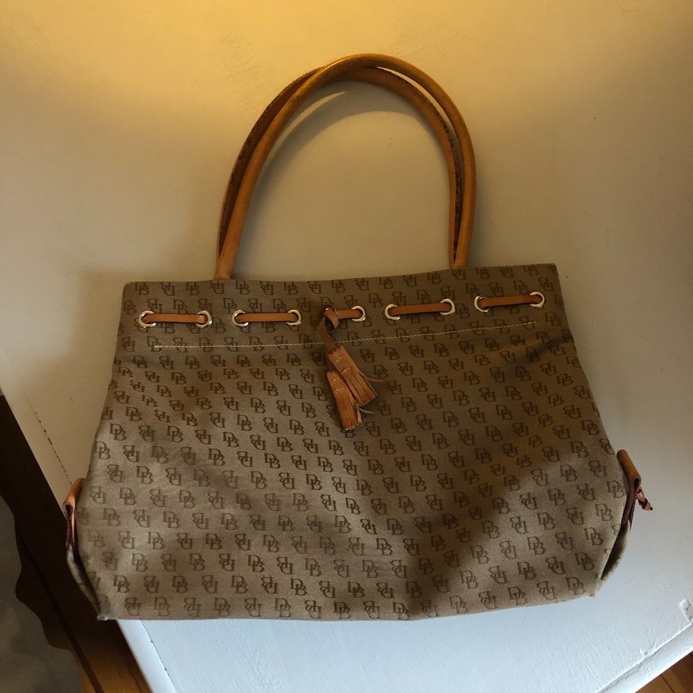 Dooney & Bourke Signature Tassel Tote Tan
